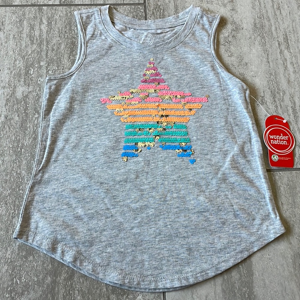 Wonder Nation gray sleeveless tank top round neck with star infont